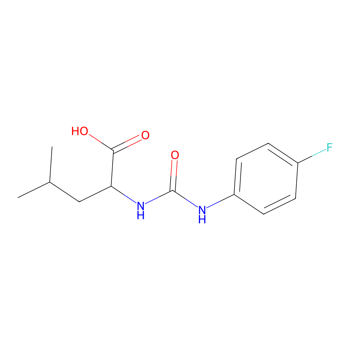 N-[(4-fluorophenyl)carbamoyl]-L-leucine molecular structure, CAS 1173661-13-6