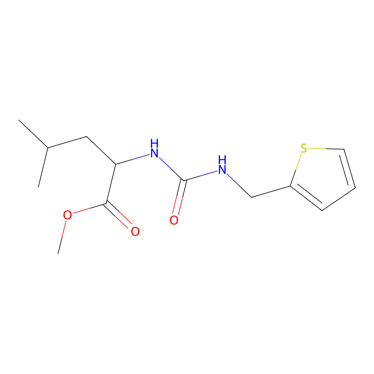 (S)-methyl 4-methyl-2-(3-(thiophen-2-ylmethyl)ureido)pentanoate molecular structure, CAS 1173661-56-7