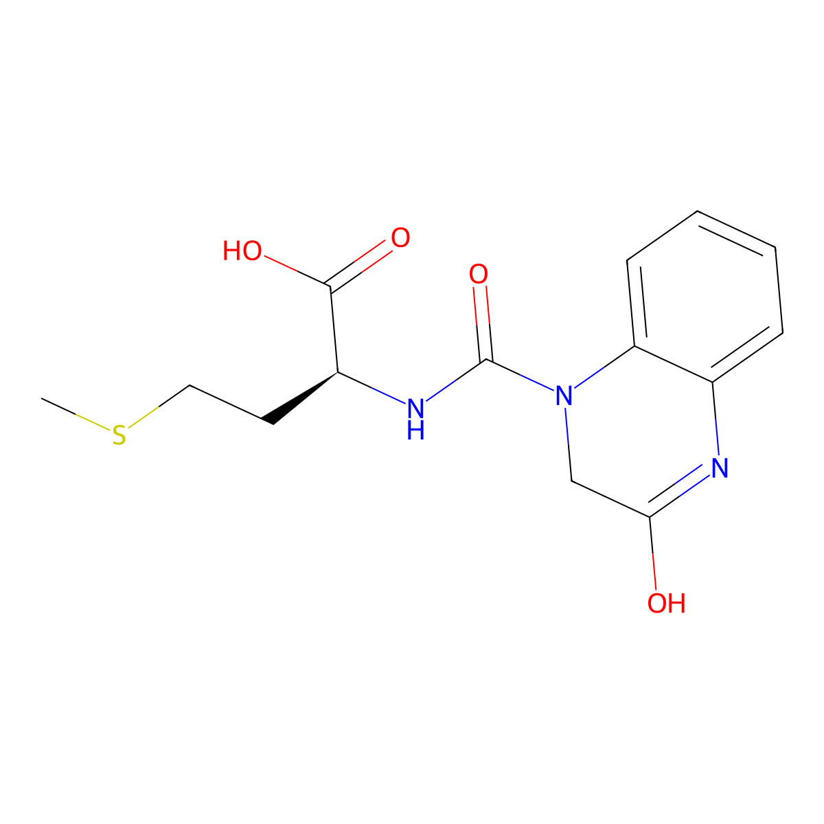 (2S)-4-methylsulfanyl-2-[(3-oxo-2,4-dihydroquinoxaline-1-carbonyl)amino]butanoic acid molecular structure, CAS 1173661-94-3