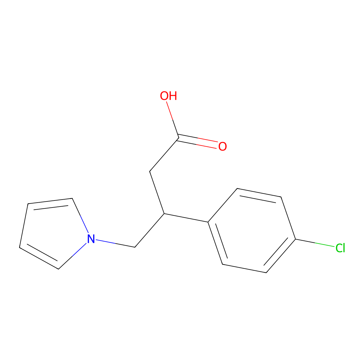 (3R)-3-(4-chlorophenyl)-4-(1H-pyrrol-1-yl)butanoic acid molecular structure, CAS 1173662-53-7