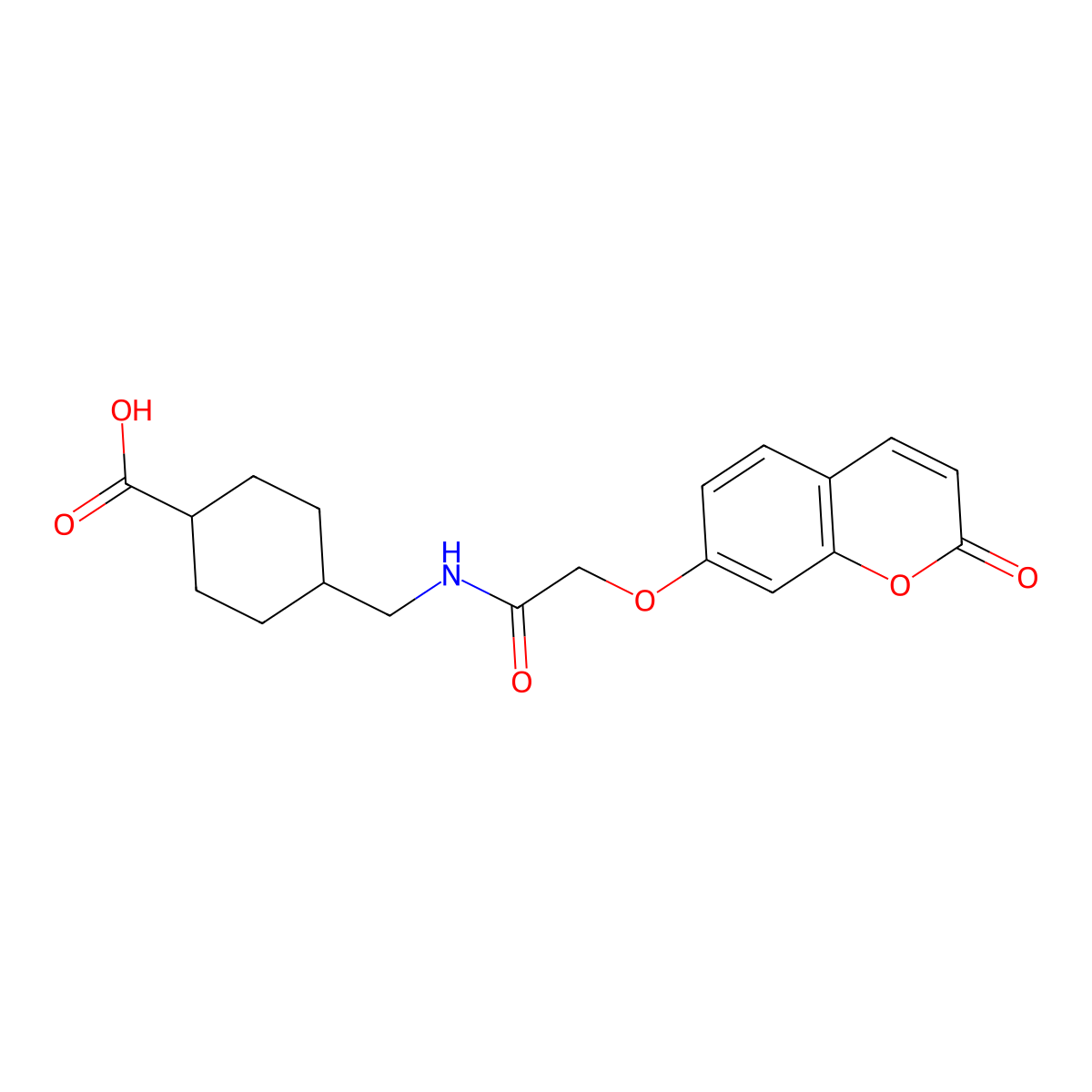 trans-4-[({[(2-oxo-2H-chromen-7-yl)oxy]acetyl}amino)methyl]cyclohexanecarboxylic acid molecular structure, CAS 1173666-13-1
