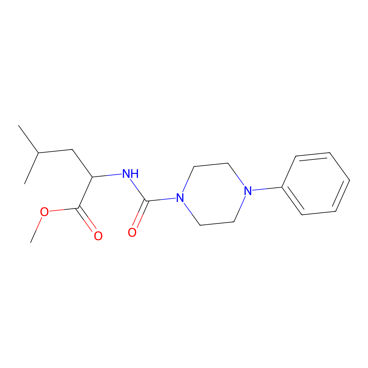 (S)-methyl 4-methyl-2-(4-phenylpiperazine-1-carboxamido)pentanoate molecular structure, CAS 1173674-35-5