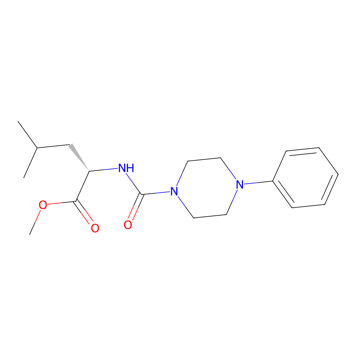 (S)-methyl 4-methyl-2-(4-phenylpiperazine-1-carboxamido)pentanoate molecular structure, CAS 1173674-35-5