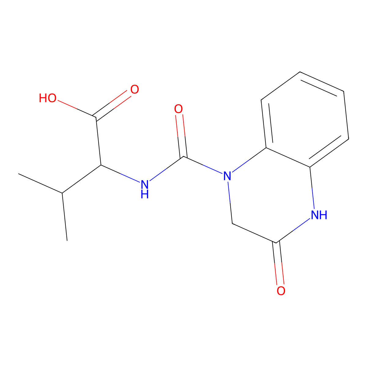 (2S)-3-methyl-2-[(3-oxo-2,4-dihydroquinoxaline-1-carbonyl)amino]butanoic acid molecular structure, CAS 1173676-84-0