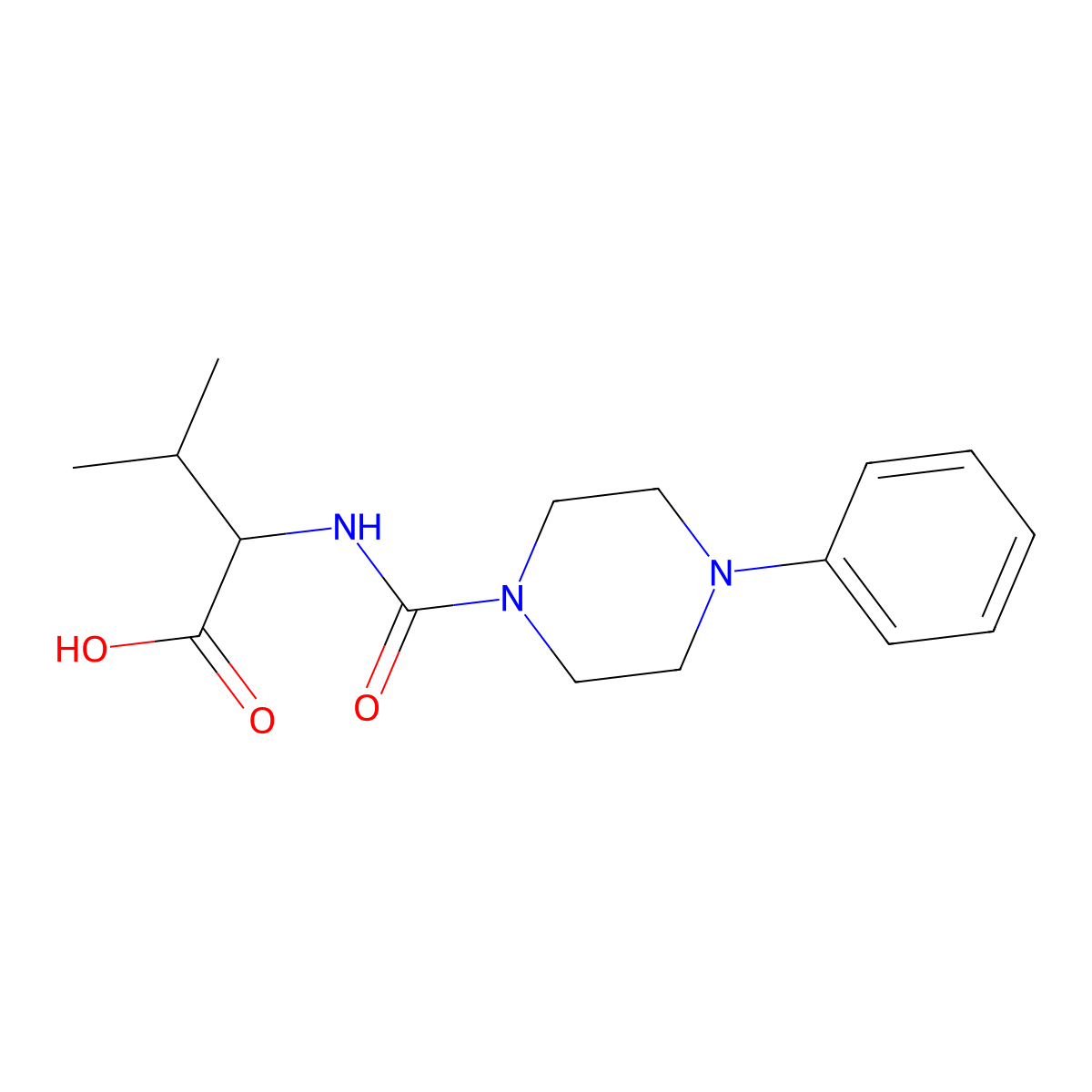 (2S)-3-methyl-2-[(4-phenylpiperazine-1-carbonyl)amino]butanoic acid molecular structure, CAS 1173677-71-8