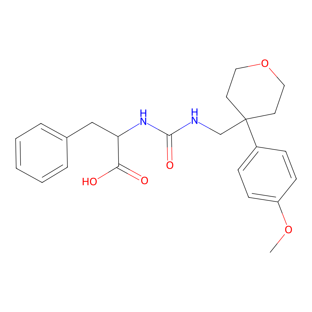 (2S)-2-[[4-(4-methoxyphenyl)oxan-4-yl]methylcarbamoylamino]-3-phenylpropanoic acid molecular structure, CAS 1173678-56-2
