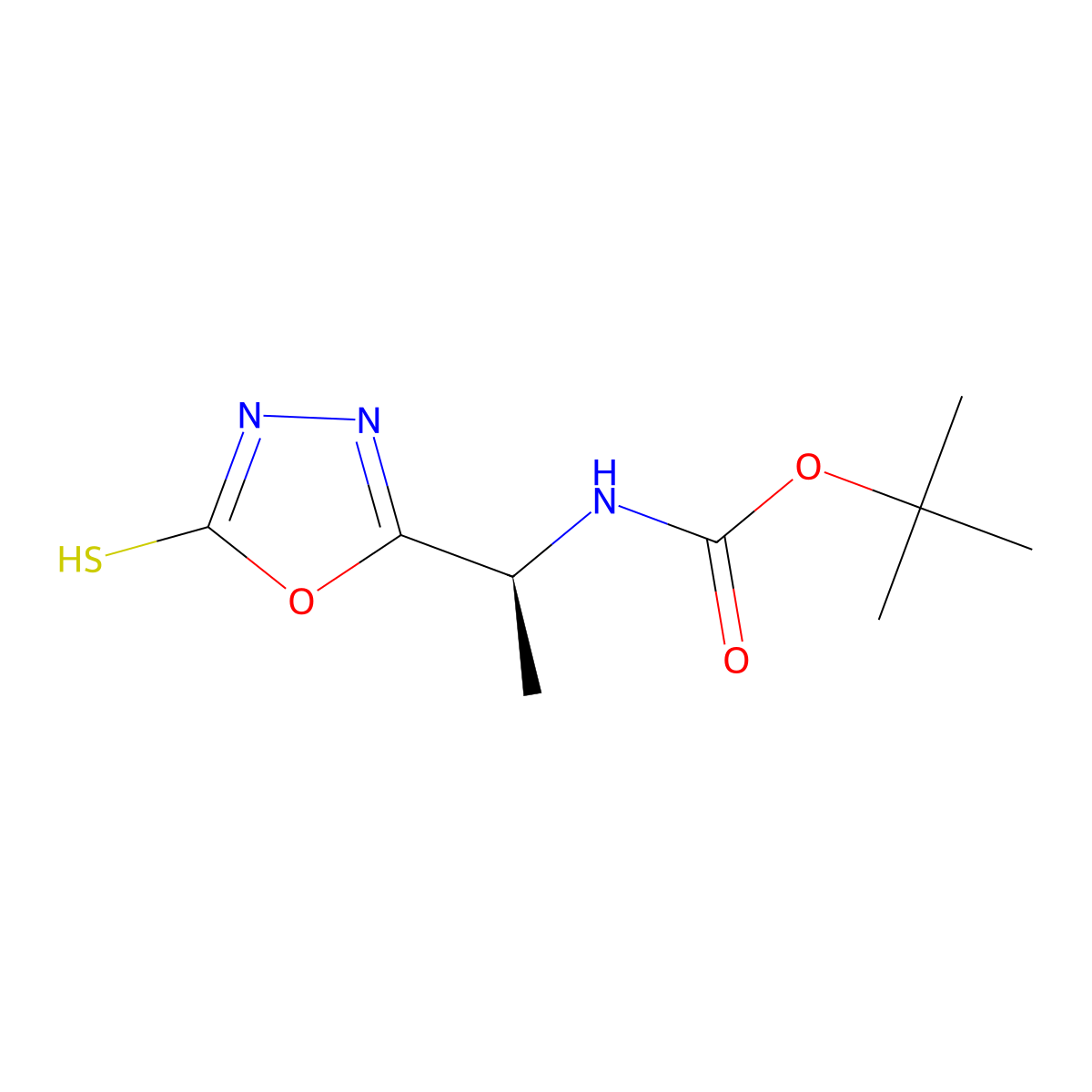 tert-butyl [(1S)-1-(5-mercapto-1,3,4-oxadiazol-2-yl)ethyl]carbamate molecular structure, CAS 1173685-53-4