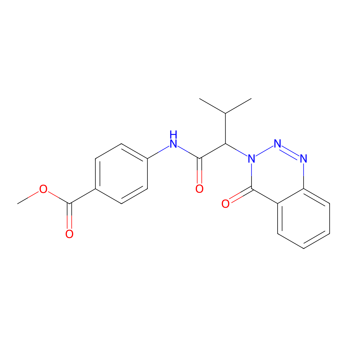 methyl 4-[[(2S)-3-methyl-2-(4-oxo-1,2,3-benzotriazin-3-yl)butanoyl]amino]benzoate molecular structure, CAS 1173685-89-6