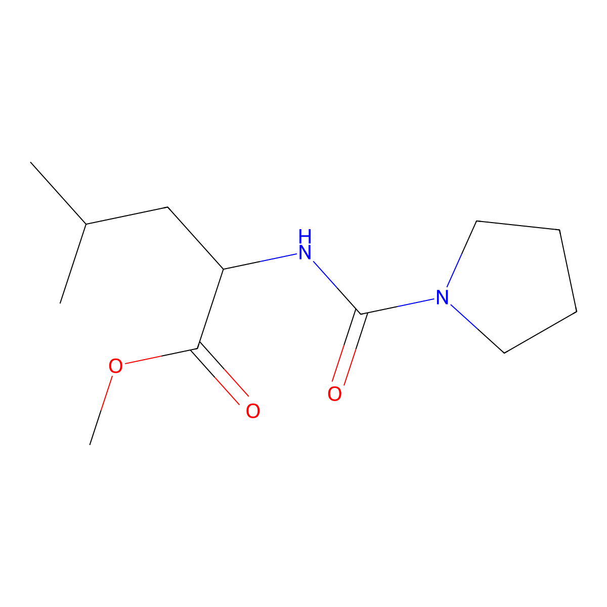 (S)-methyl 4-methyl-2-(pyrrolidine-1-carboxamido)pentanoate molecular structure, CAS 1173686-37-7