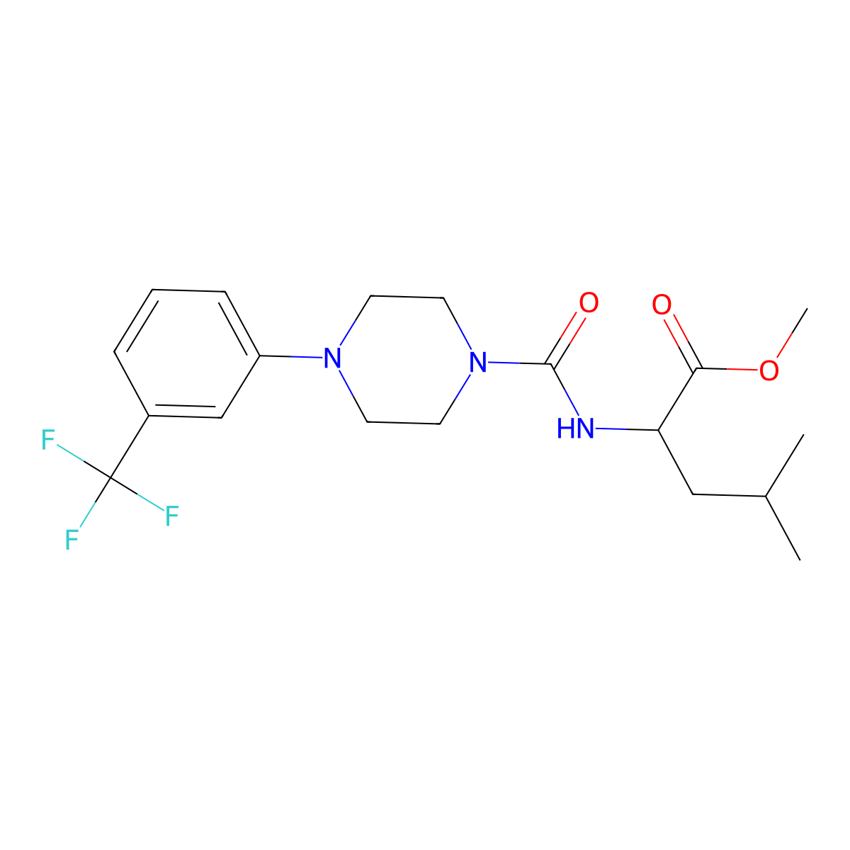 (R)-methyl 4-methyl-2-(4-(3-(trifluoromethyl)phenyl)piperazine-1-carboxamido)pentanoate molecular structure, CAS 1173688-03-3