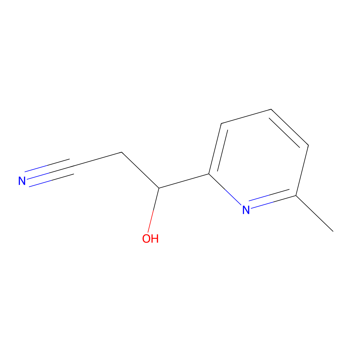 3-Hydroxy-3-(6-methylpyridin-2-yl)propanenitrile molecular structure, CAS 1173704-81-8