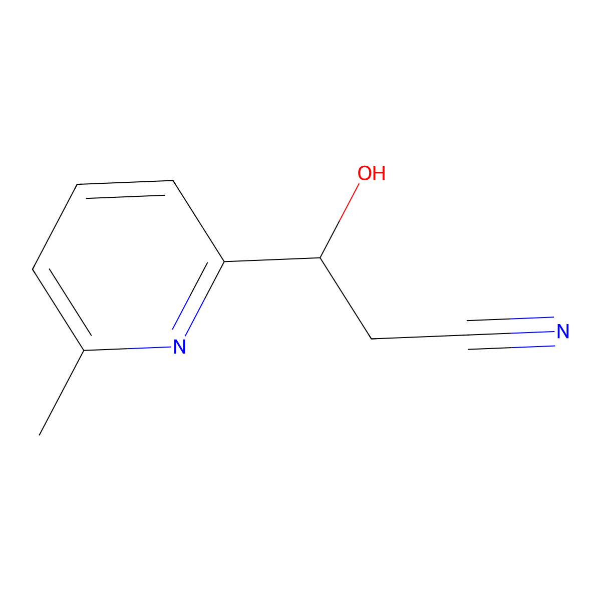 3-Hydroxy-3-(6-methylpyridin-2-yl)propanenitrile molecular structure, CAS 1173704-81-8
