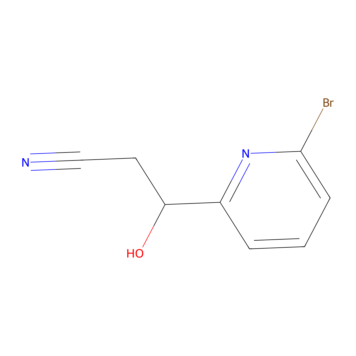 3-(6-Bromopyridin-2-yl)-3-hydroxypropanenitrile molecular structure, CAS 1173704-82-9