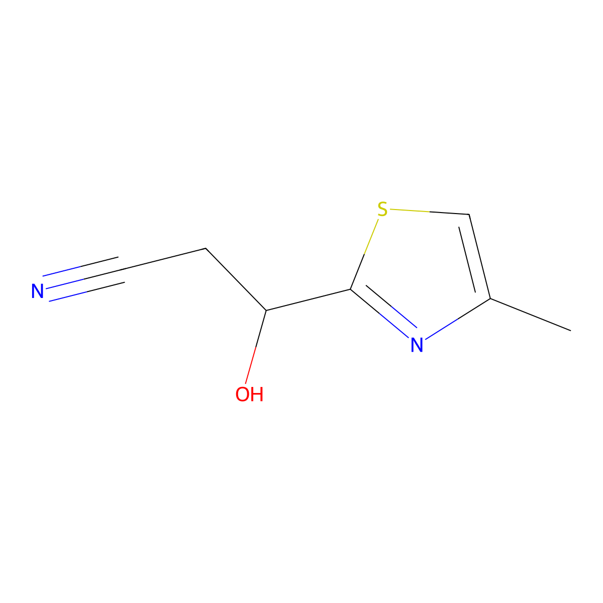 3-Hydroxy-3-(4-methyl-1,3-thiazol-2-yl)propanenitrile molecular structure, CAS 1173704-84-1