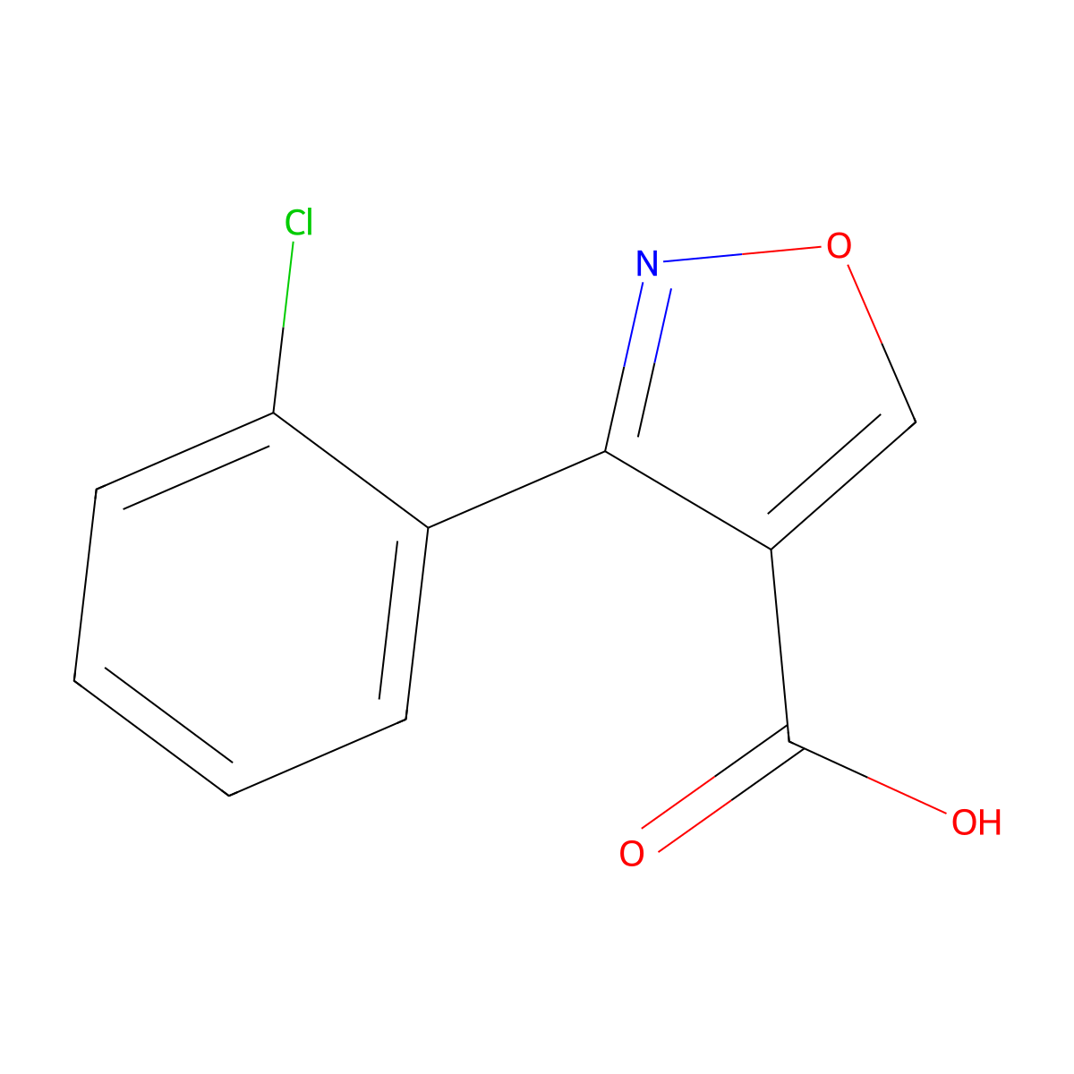3-(2-Chlorophenyl)-1,2-oxazole-4-carboxylic acid molecular structure, CAS 1173711-32-4