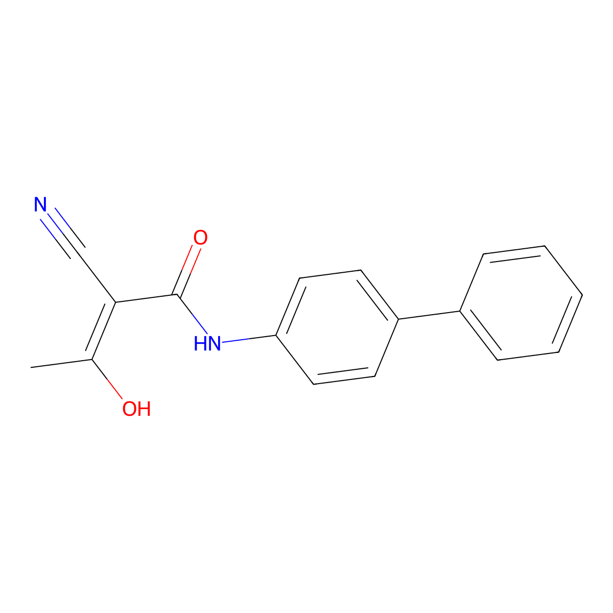 (2Z)-N-biphenyl-4-yl-2-cyano-3-hydroxybut-2-enamide molecular structure, CAS 1173715-42-8