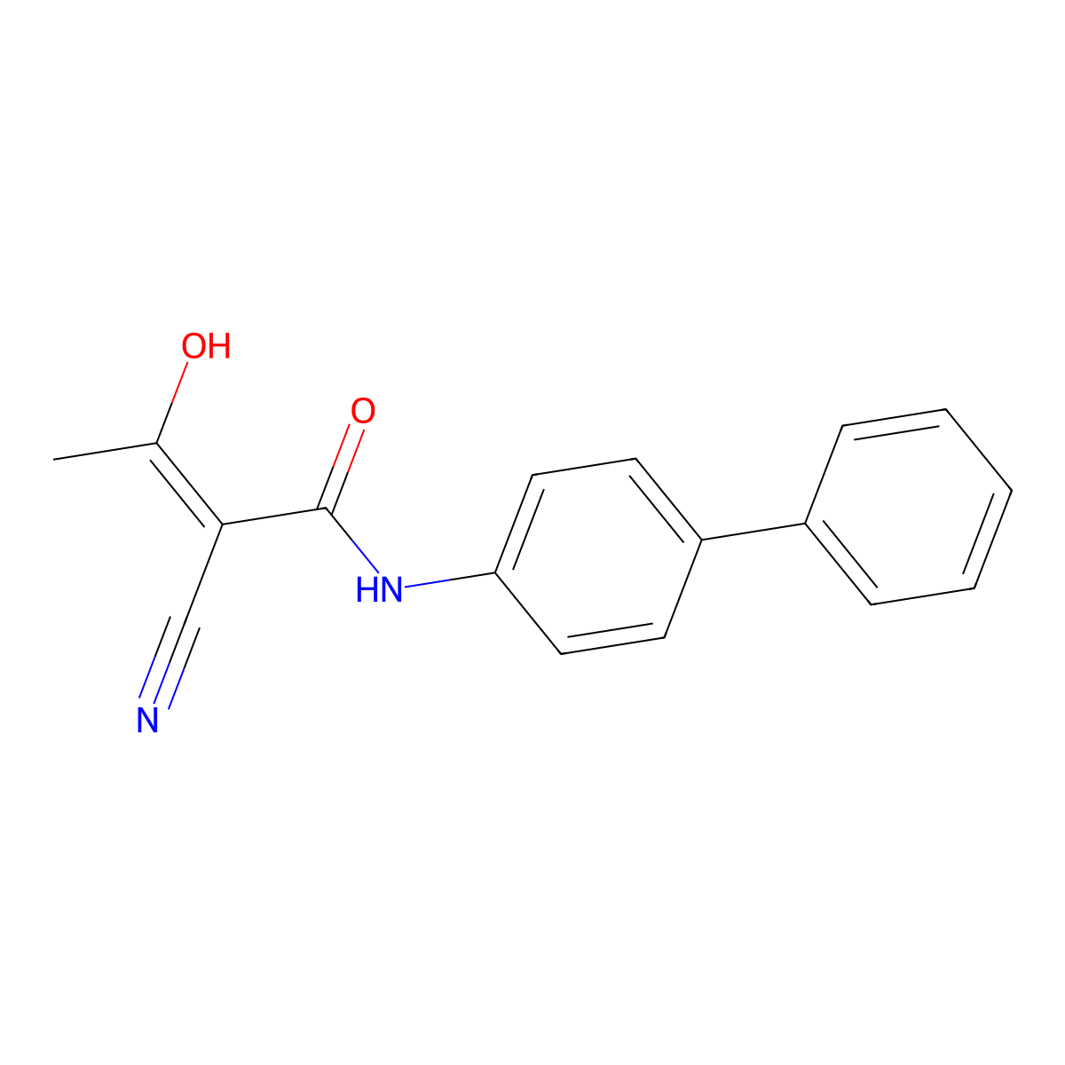 (2Z)-N-biphenyl-4-yl-2-cyano-3-hydroxybut-2-enamide molecular structure, CAS 1173715-42-8