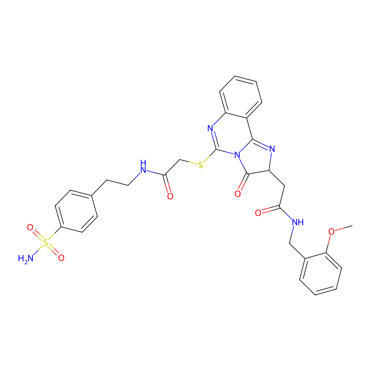 2-(5-{[2-({2-[4-(aminosulfonyl)phenyl]ethyl}amino)-2-oxoethyl]thio}-3-oxo-2,3-dihydroimidazo[1,2-c]quinazolin-2-yl)-N-(2-methoxybenzyl)acetamide molecular structure, CAS 1173728-03-4