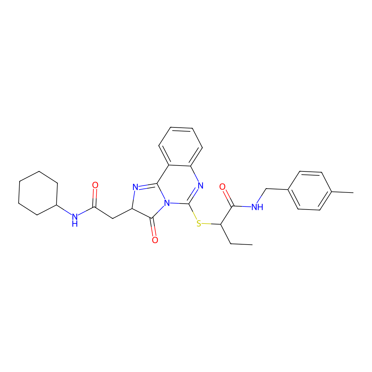 2-((2-(2-(cyclohexylamino)-2-oxoethyl)-3-oxo-2,3-dihydroimidazo[1,2-c]quinazolin-5-yl)thio)-N-(4-methylbenzyl)butanamide molecular structure, CAS 1173728-10-3