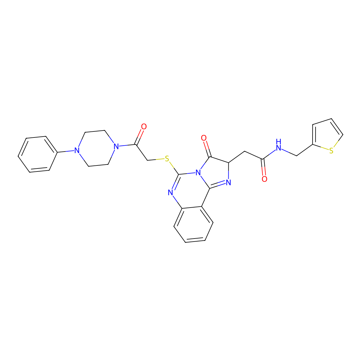 2-(3-oxo-5-{[2-oxo-2-(4-phenylpiperazin-1-yl)ethyl]sulfanyl}-2H,3H-imidazo[1,2-c]quinazolin-2-yl)-N-[(thiophen-2-yl)methyl]acetamide molecular structure, CAS 1173728-81-8