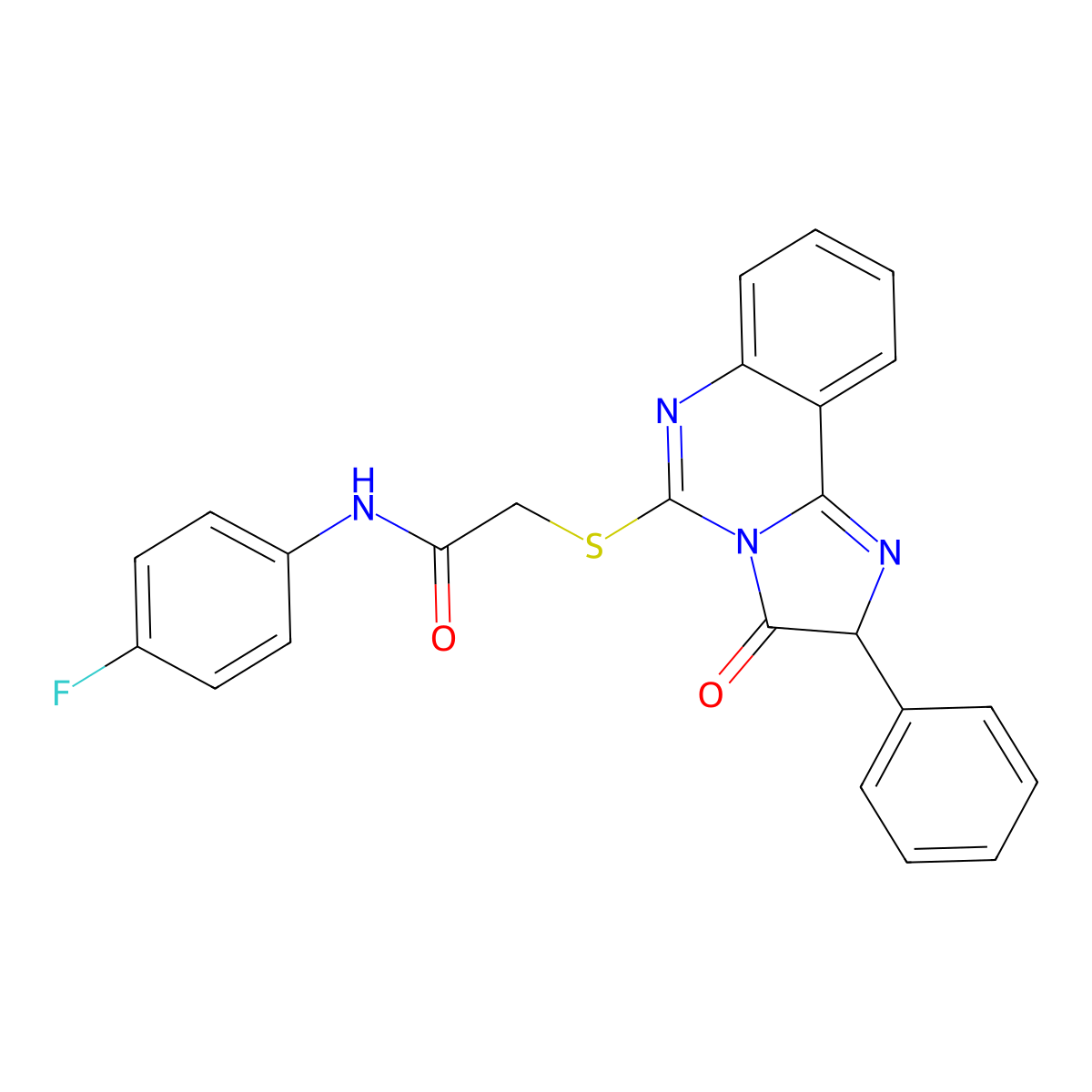 N-(4-fluorophenyl)-2-((3-oxo-2-phenyl-2,3-dihydroimidazo[1,2-c]quinazolin-5-yl)thio)acetamide molecular structure, CAS 1173731-58-2