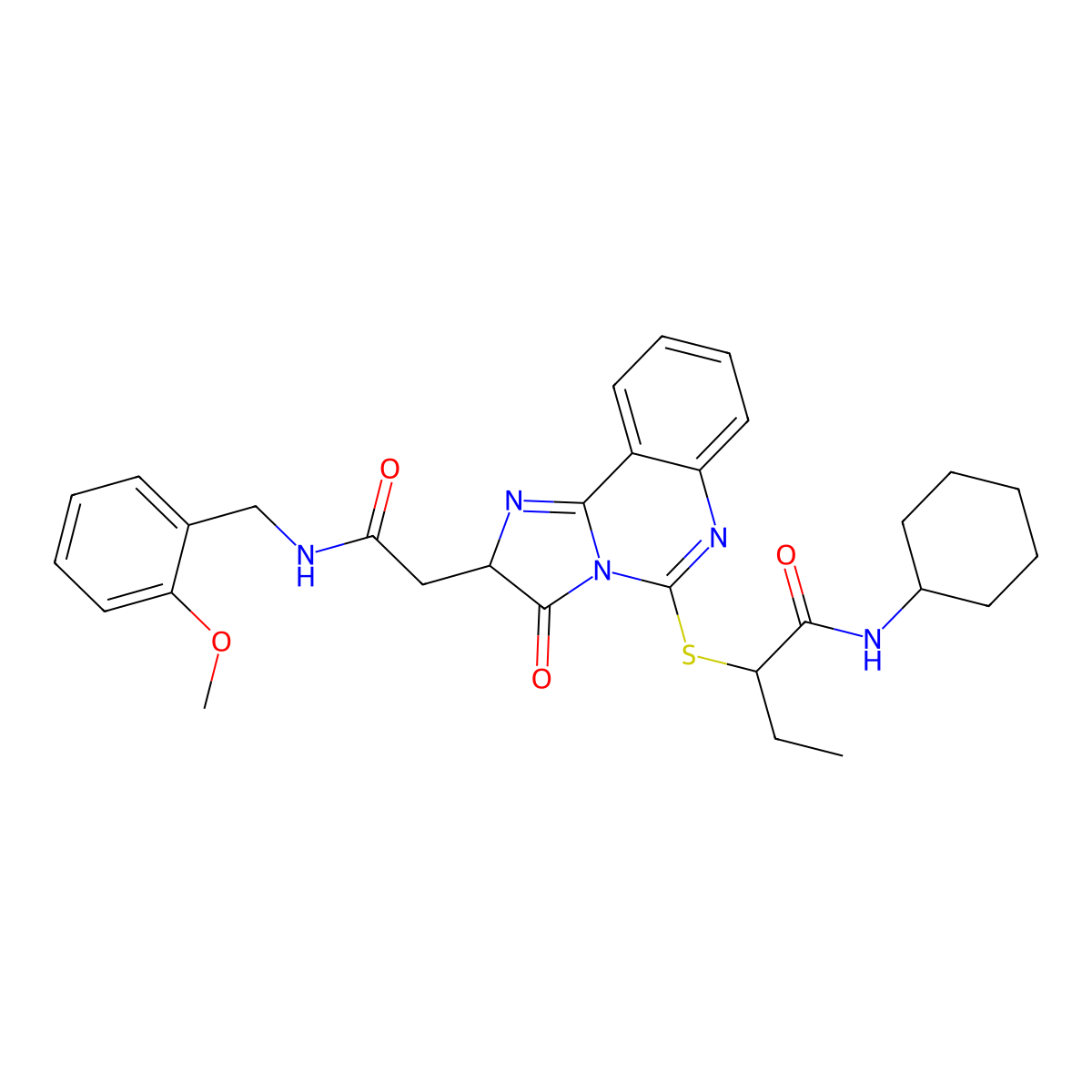 N-cyclohexyl-2-((2-(2-((2-methoxybenzyl)amino)-2-oxoethyl)-3-oxo-2,3-dihydroimidazo[1,2-c]quinazolin-5-yl)thio)butanamide molecular structure, CAS 1173731-80-0