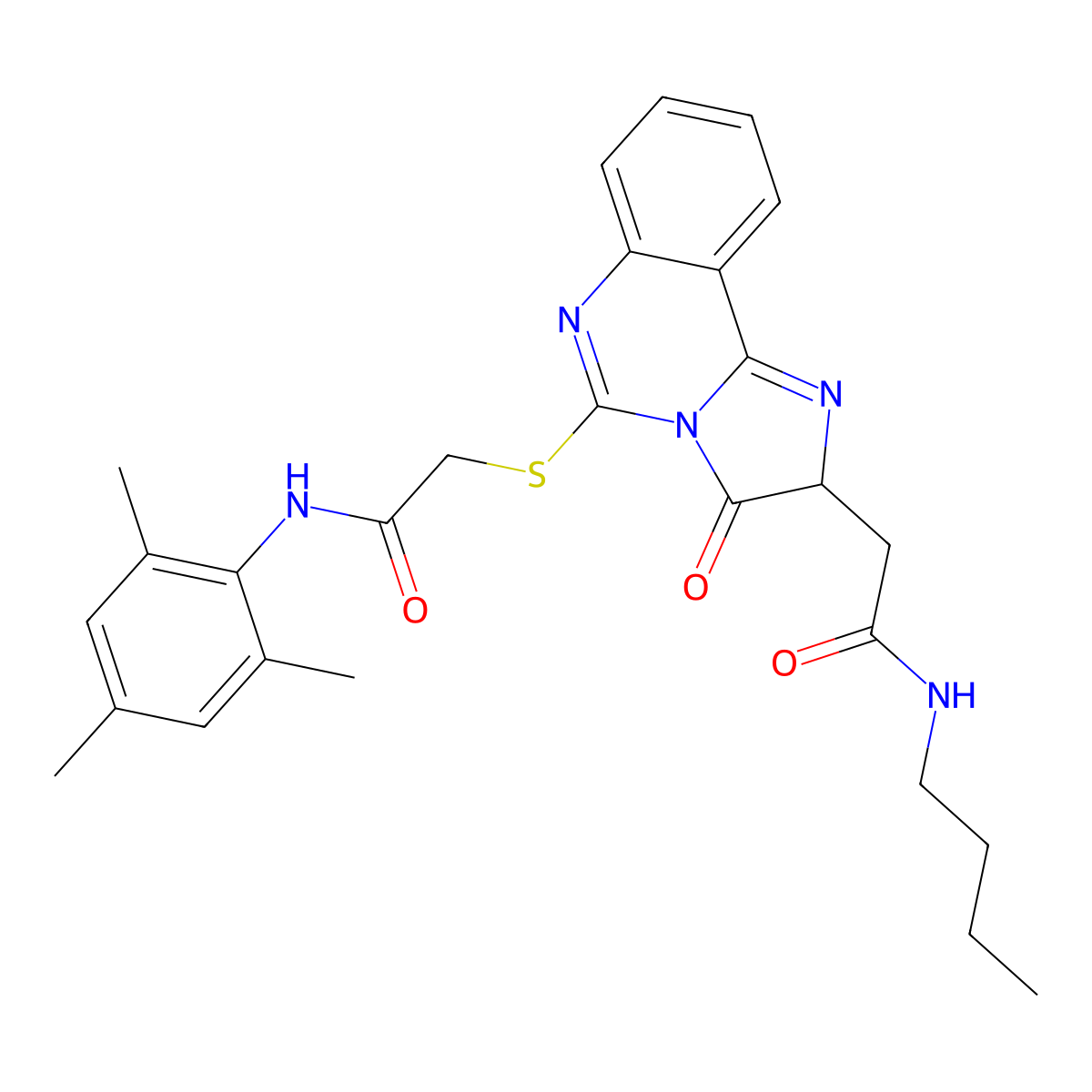 2-({2-[(butylcarbamoyl)methyl]-3-oxo-2H,3H-imidazo[1,2-c]quinazolin-5-yl}sulfanyl)-N-(2,4,6-trimethylphenyl)acetamide molecular structure, CAS 1173733-88-4