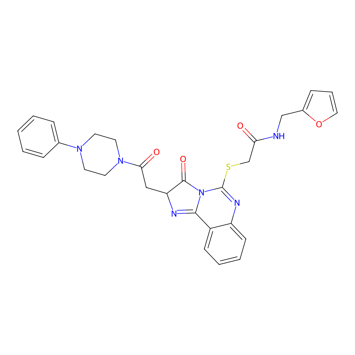 N-[(furan-2-yl)methyl]-2-({3-oxo-2-[2-oxo-2-(4-phenylpiperazin-1-yl)ethyl]-2H,3H-imidazo[1,2-c]quinazolin-5-yl}sulfanyl)acetamide molecular structure, CAS 1173733-93-1