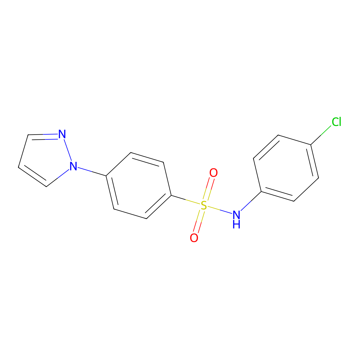 N-(4-chlorophenyl)-4-(1H-pyrazol-1-yl)benzenesulfonamide molecular structure, CAS 1173735-02-8