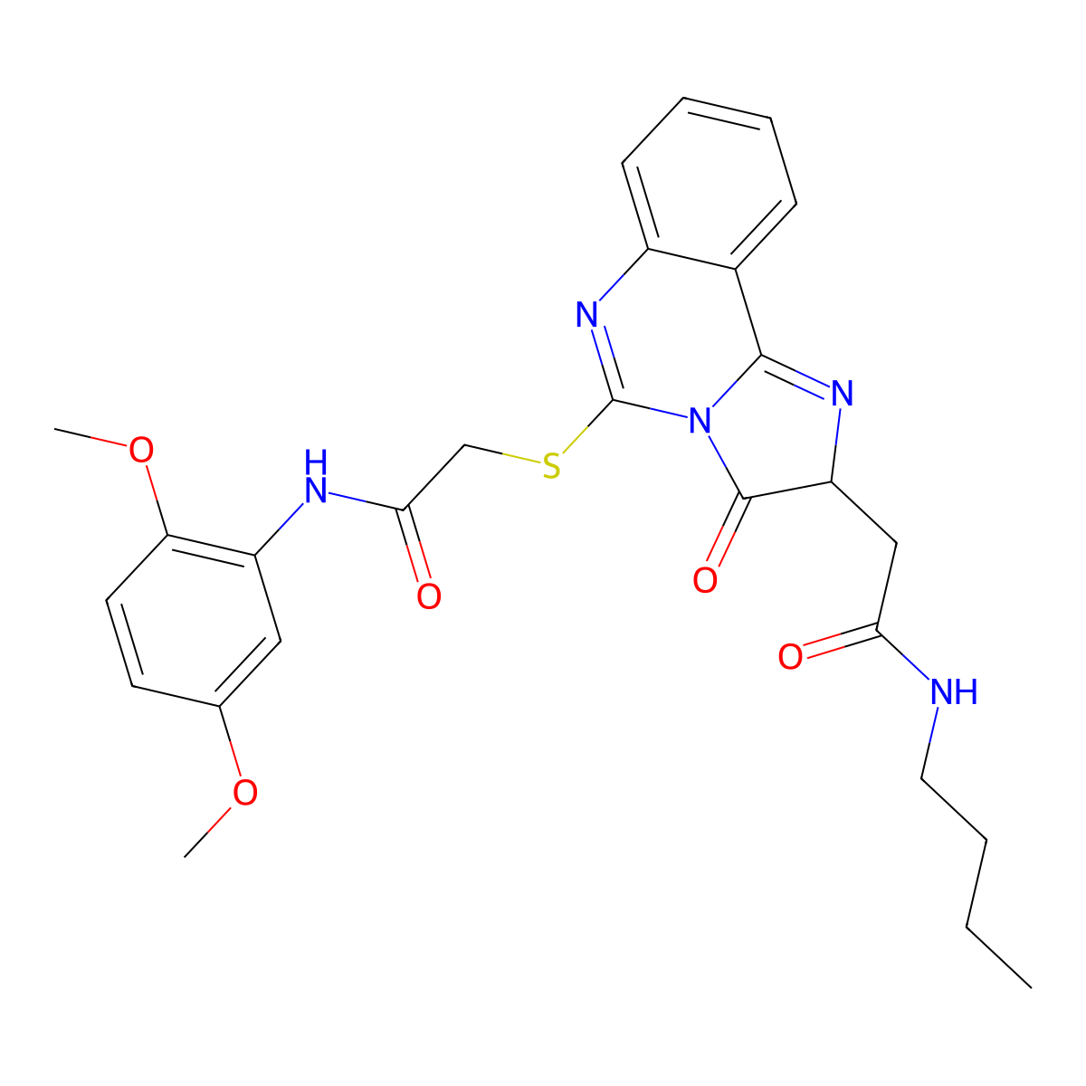 N-butyl-2-(5-((2-((2,5-dimethoxyphenyl)amino)-2-oxoethyl)thio)-3-oxo-2,3-dihydroimidazo[1,2-c]quinazolin-2-yl)acetamide molecular structure, CAS 1173737-80-8