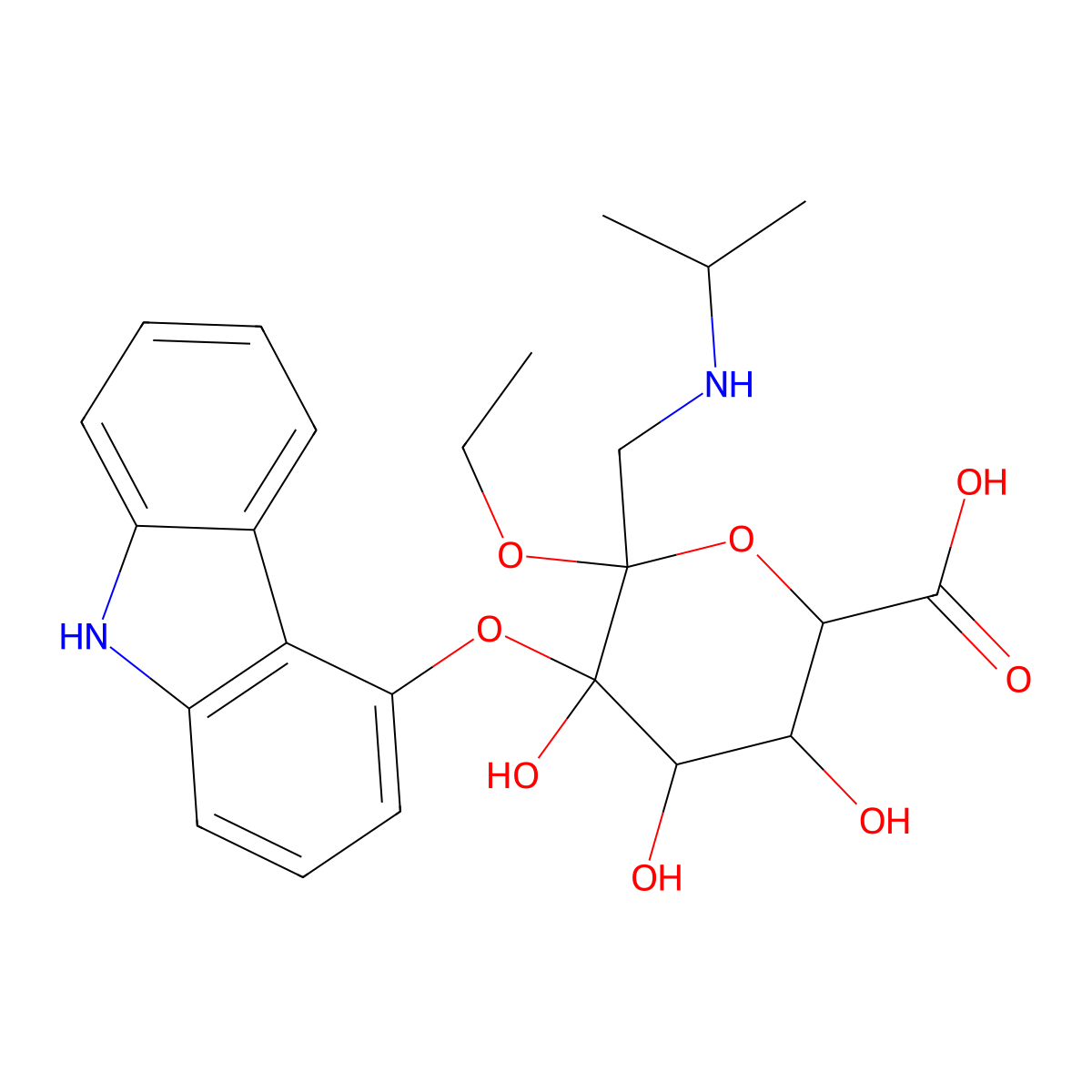 Carazolol glucuronide molecular structure, CAS 117374-84-2