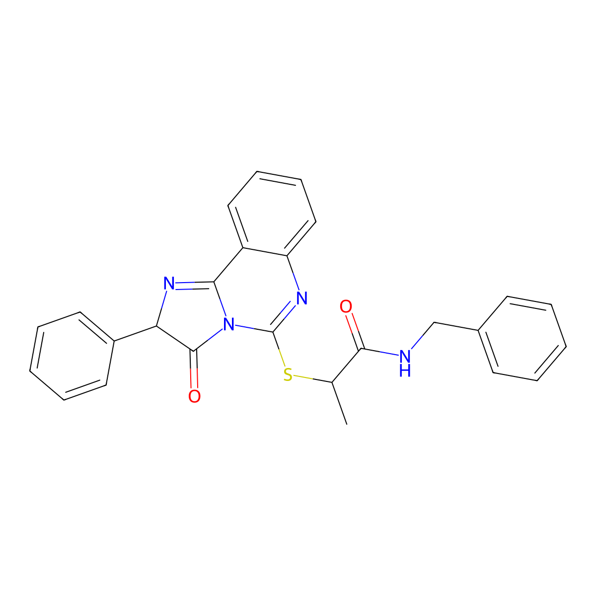 N-benzyl-2-((3-oxo-2-phenyl-2,3-dihydroimidazo[1,2-c]quinazolin-5-yl)thio)propanamide molecular structure, CAS 1173741-58-6