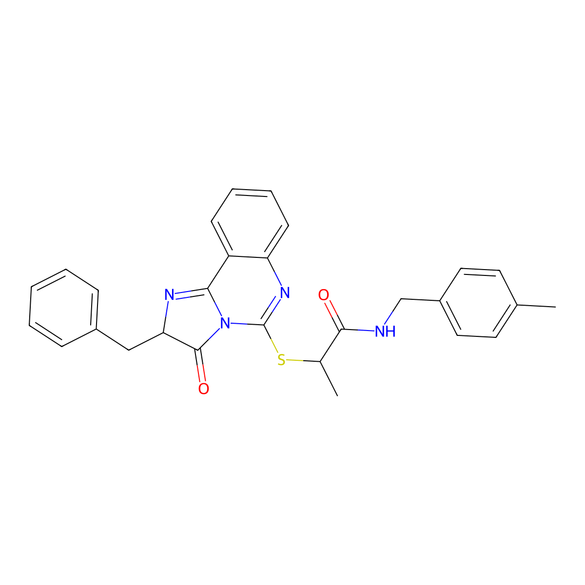 2-((2-benzyl-3-oxo-2,3-dihydroimidazo[1,2-c]quinazolin-5-yl)thio)-N-(4-methylbenzyl)propanamide molecular structure, CAS 1173741-64-4