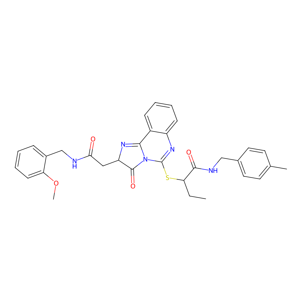 2-((2-(2-((2-methoxybenzyl)amino)-2-oxoethyl)-3-oxo-2,3-dihydroimidazo[1,2-c]quinazolin-5-yl)thio)-N-(4-methylbenzyl)butanamide molecular structure, CAS 1173742-92-1