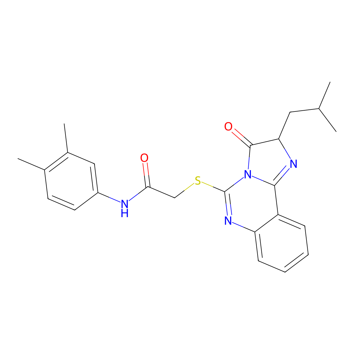 N-(3,4-dimethylphenyl)-2-((2-isobutyl-3-oxo-2,3-dihydroimidazo[1,2-c]quinazolin-5-yl)thio)acetamide molecular structure, CAS 1173743-06-0