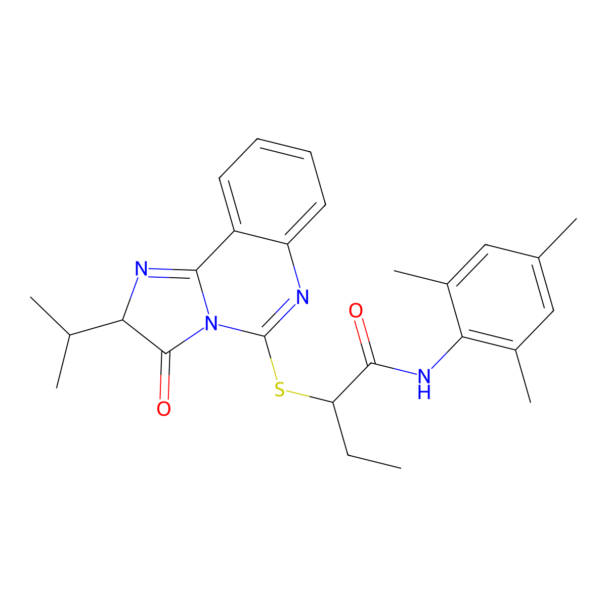2-((2-isopropyl-3-oxo-2,3-dihydroimidazo[1,2-c]quinazolin-5-yl)thio)-N-mesitylbutanamide molecular structure, CAS 1173743-88-8