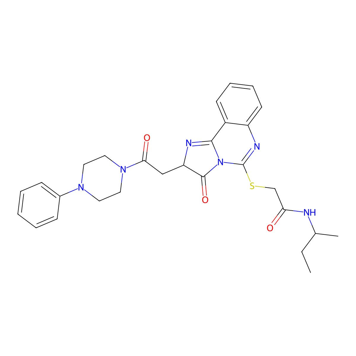 N-(butan-2-yl)-2-({3-oxo-2-[2-oxo-2-(4-phenylpiperazin-1-yl)ethyl]-2H,3H-imidazo[1,2-c]quinazolin-5-yl}sulfanyl)acetamide molecular structure, CAS 1173745-36-2
