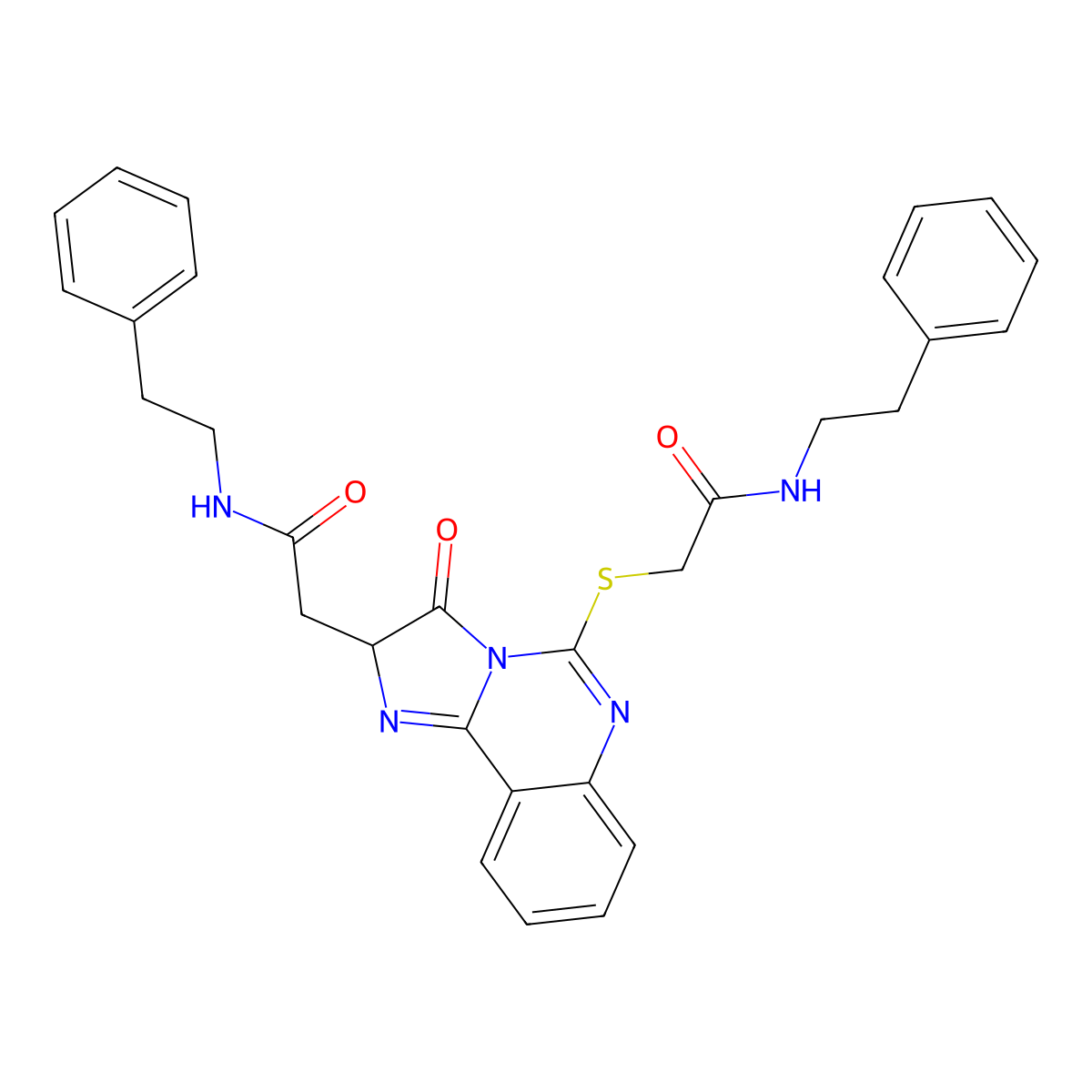 2-((3-oxo-2-(2-oxo-2-(phenethylamino)ethyl)-2,3-dihydroimidazo[1,2-c]quinazolin-5-yl)thio)-N-phenethylacetamide molecular structure, CAS 1173746-21-8