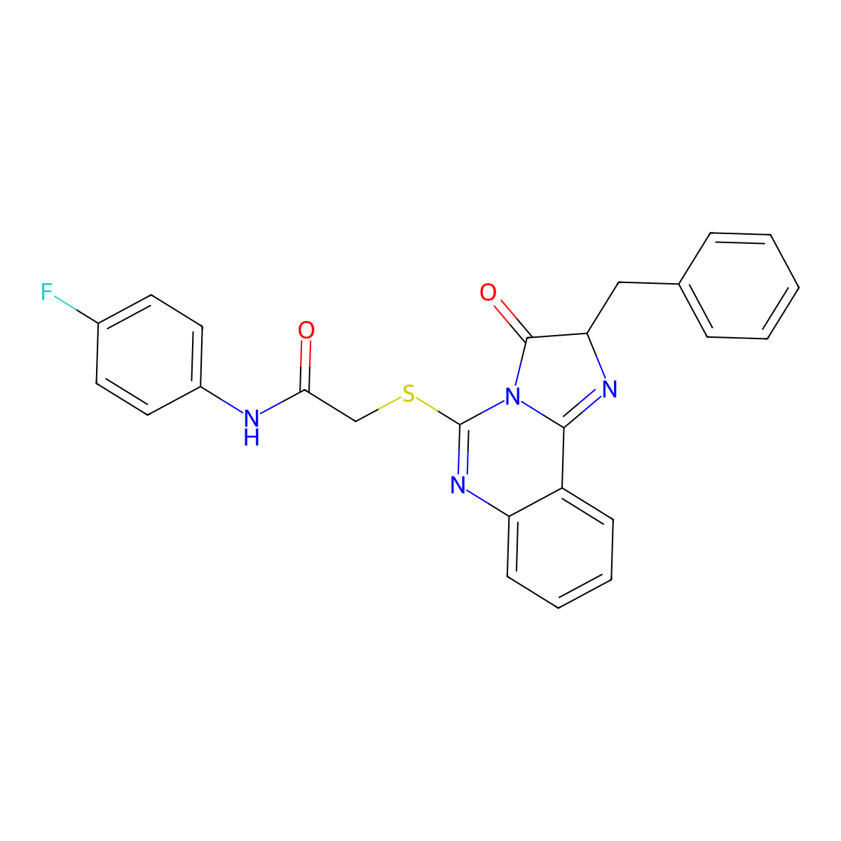2-((2-benzyl-3-oxo-2,3-dihydroimidazo[1,2-c]quinazolin-5-yl)thio)-N-(4-fluorophenyl)acetamide molecular structure, CAS 1173747-17-5