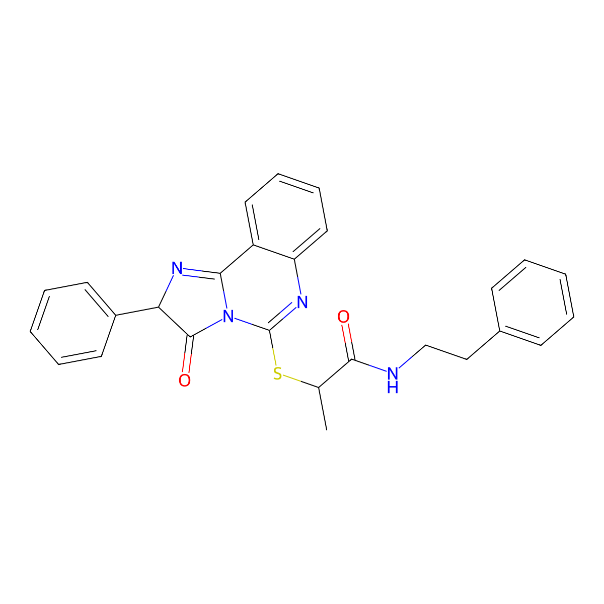 2-((3-oxo-2-phenyl-2,3-dihydroimidazo[1,2-c]quinazolin-5-yl)thio)-N-phenethylpropanamide molecular structure, CAS 1173747-32-4