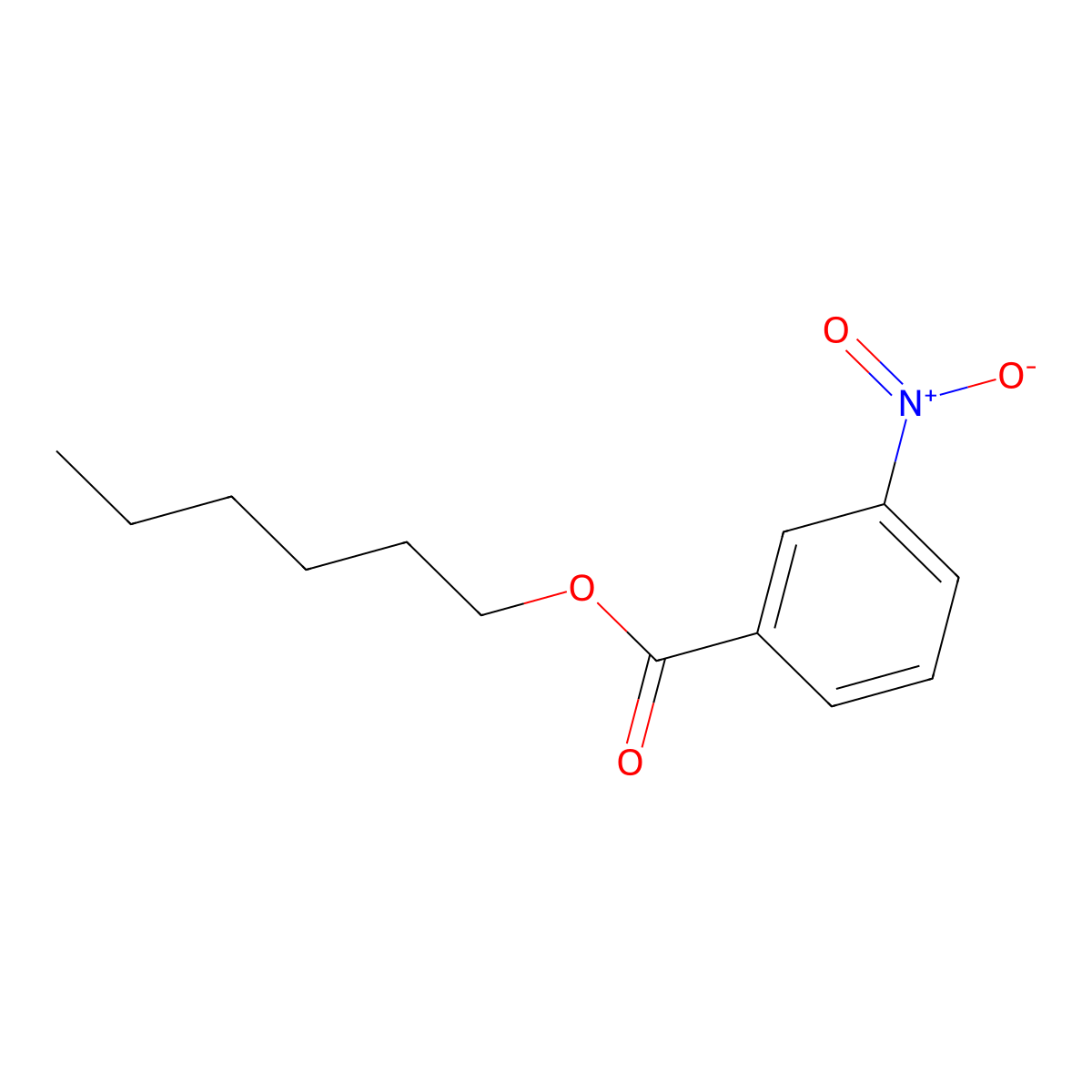 Hexyl 3-nitrobenzoate molecular structure, CAS 117375-29-8