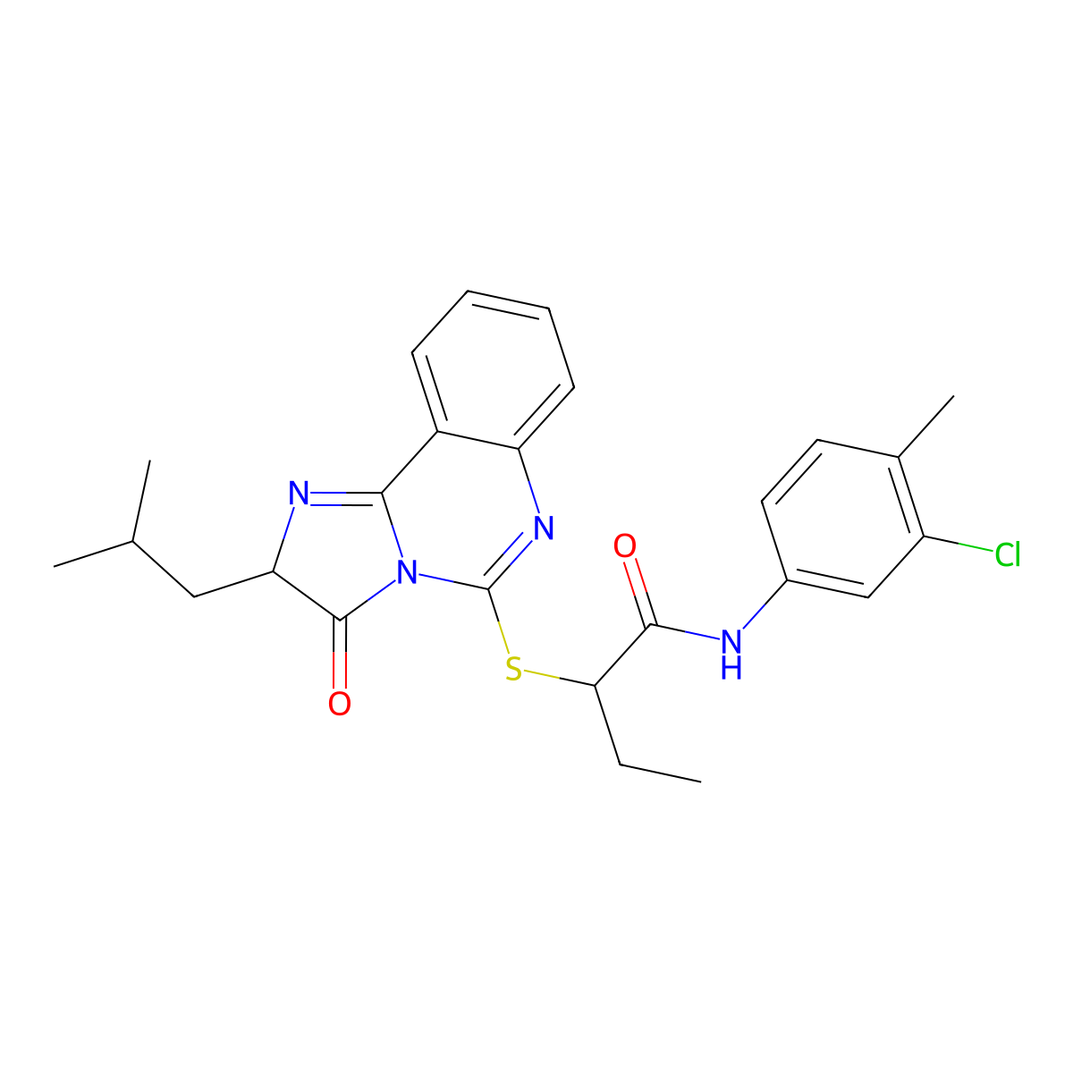 N-(3-chloro-4-methylphenyl)-2-((2-isobutyl-3-oxo-2,3-dihydroimidazo[1,2-c]quinazolin-5-yl)thio)butanamide molecular structure, CAS 1173750-39-4