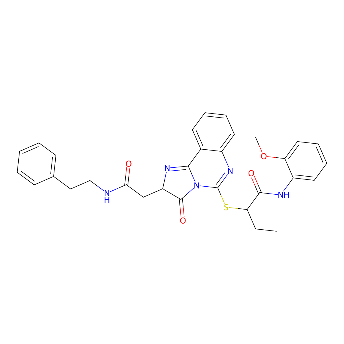 N-(2-methoxyphenyl)-2-((3-oxo-2-(2-oxo-2-(phenethylamino)ethyl)-2,3-dihydroimidazo[1,2-c]quinazolin-5-yl)thio)butanamide molecular structure, CAS 1173750-67-8
