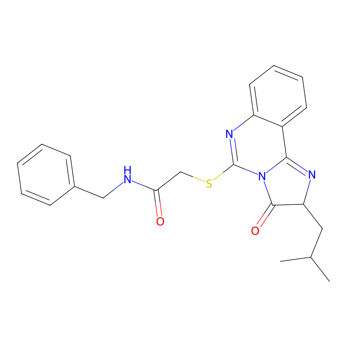 N-benzyl-2-((2-isobutyl-3-oxo-2,3-dihydroimidazo[1,2-c]quinazolin-5-yl)thio)acetamide molecular structure, CAS 1173752-38-9