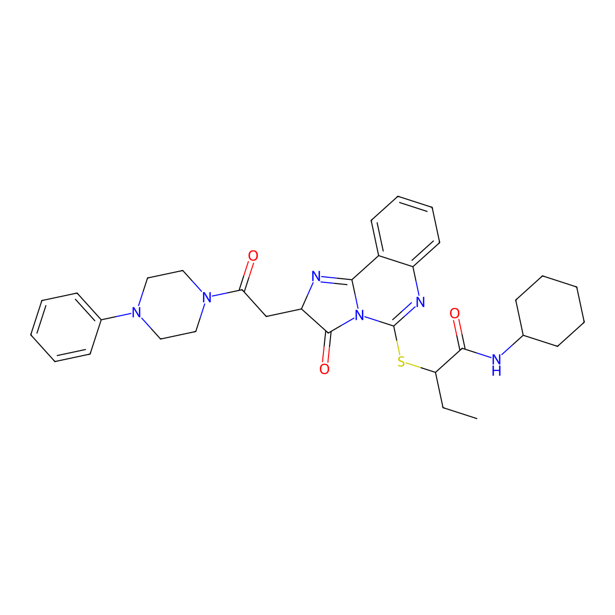 N-cyclohexyl-2-({3-oxo-2-[2-oxo-2-(4-phenylpiperazin-1-yl)ethyl]-2H,3H-imidazo[1,2-c]quinazolin-5-yl}sulfanyl)butanamide molecular structure, CAS 1173755-21-9