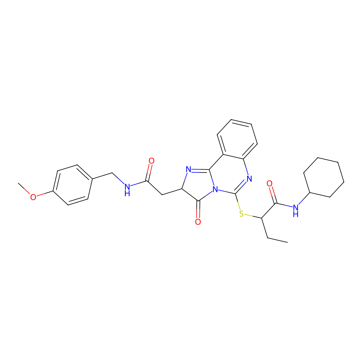 N-cyclohexyl-2-((2-(2-((4-methoxybenzyl)amino)-2-oxoethyl)-3-oxo-2,3-dihydroimidazo[1,2-c]quinazolin-5-yl)thio)butanamide molecular structure, CAS 1173756-05-2