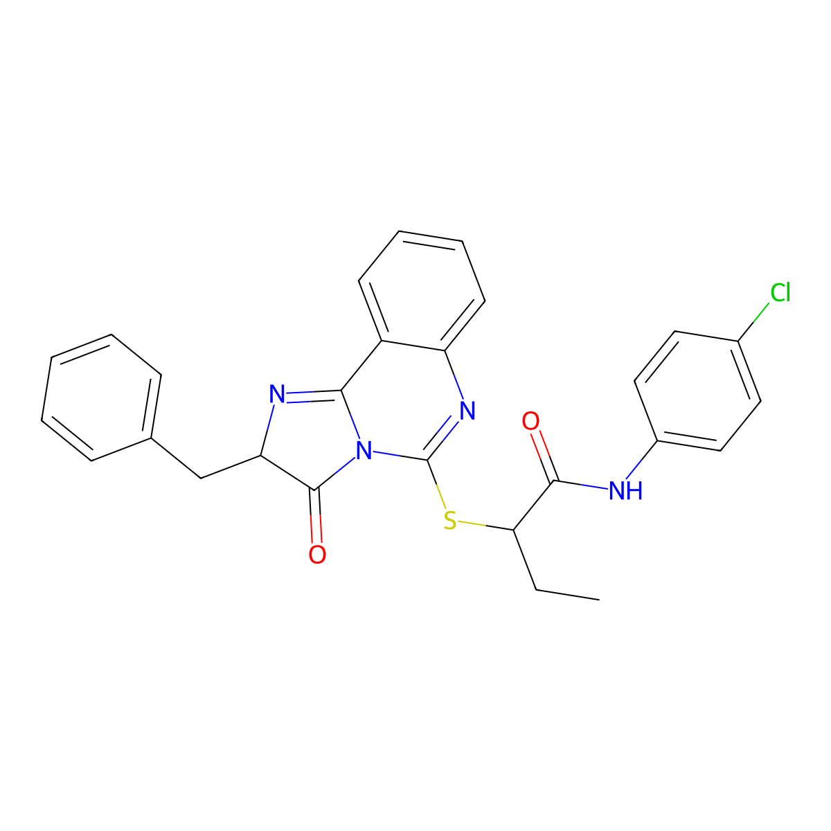 2-((2-benzyl-3-oxo-2,3-dihydroimidazo[1,2-c]quinazolin-5-yl)thio)-N-(4-chlorophenyl)butanamide molecular structure, CAS 1173757-40-8