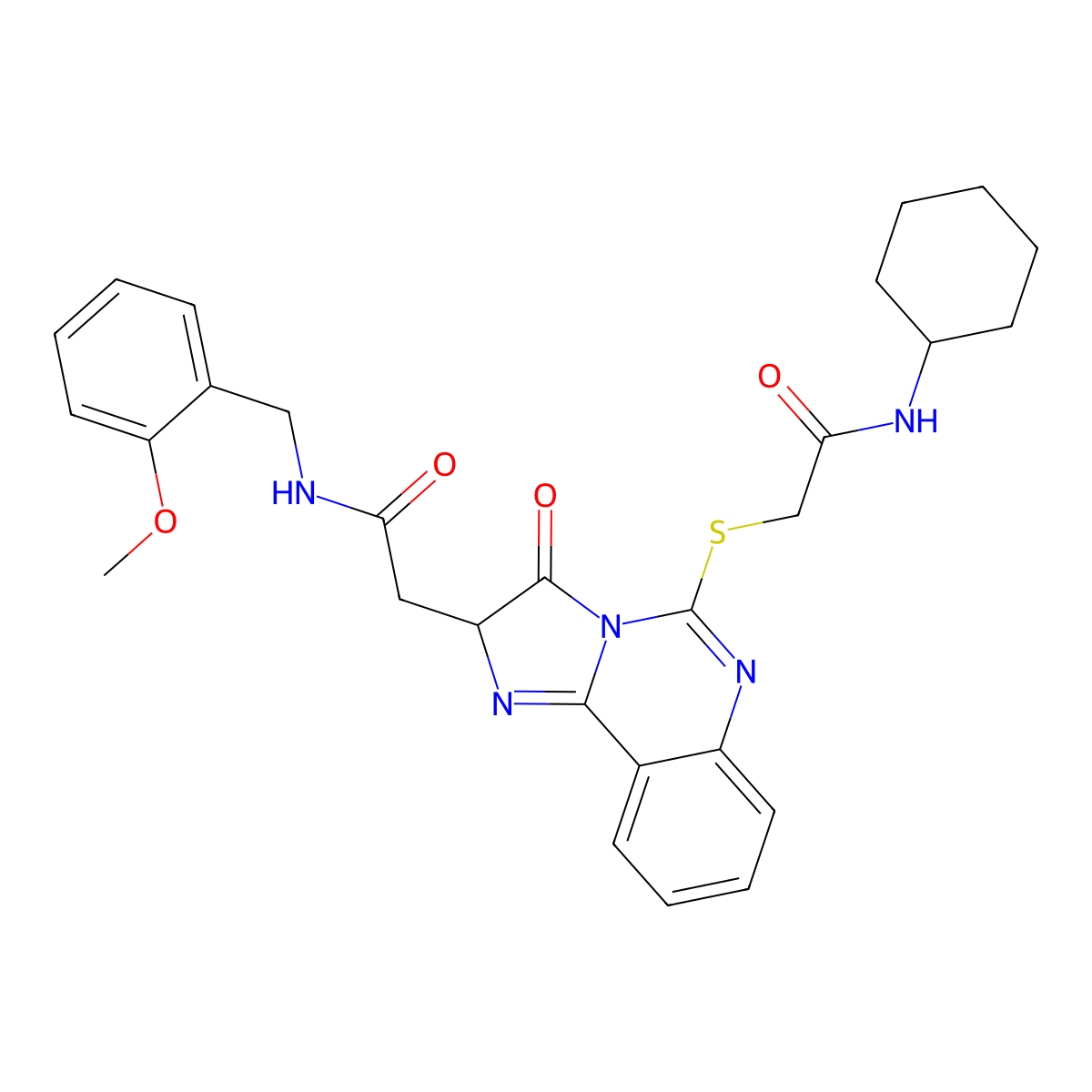 2-(5-{[2-(cyclohexylamino)-2-oxoethyl]thio}-3-oxo-2,3-dihydroimidazo[1,2-c]quinazolin-2-yl)-N-(2-methoxybenzyl)acetamide molecular structure, CAS 1173758-13-8
