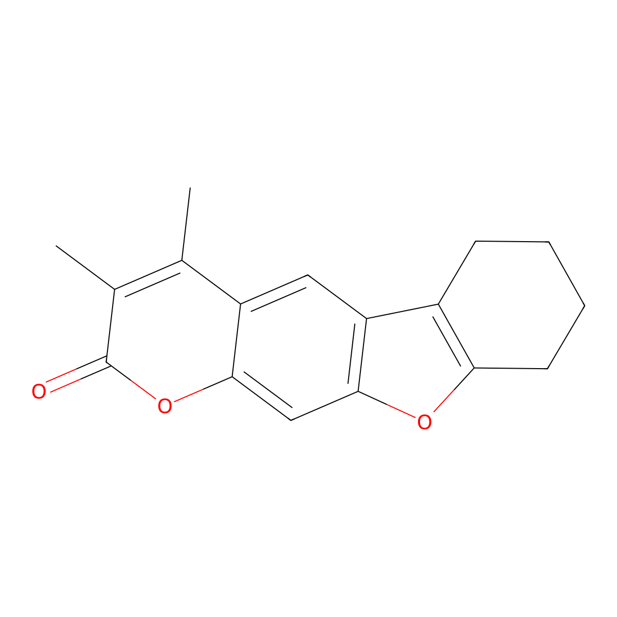 3,4-dimethyl-6,7,8,9-tetrahydro-2H-[1]benzofuro[3,2-g]chromen-2-one molecular structure, CAS 117376-56-4