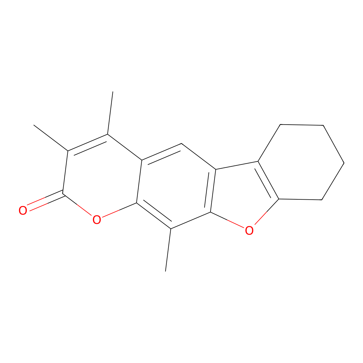 3,4,11-trimethyl-6,7,8,9-tetrahydro-2H-[1]benzofuro[3,2-g]chromen-2-one molecular structure, CAS 117376-57-5